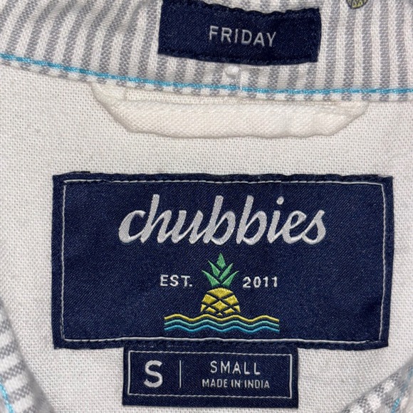 Chubbies Friday‎ Mens Small White Long Sleeve Button Down Casual Shirt - Picture 3 of 9